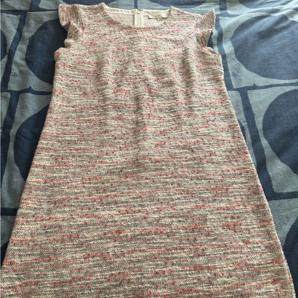 LOFT pink and white Sheath Mini Dress Cap Sleeve